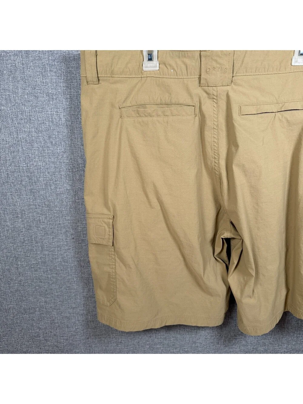 Orvis Mens Stretch Cargo Shorts Size 40 Khaki Nylon Hiking Fishing Outdoors